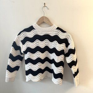 Girls Black and White Hole-Knit Sweater